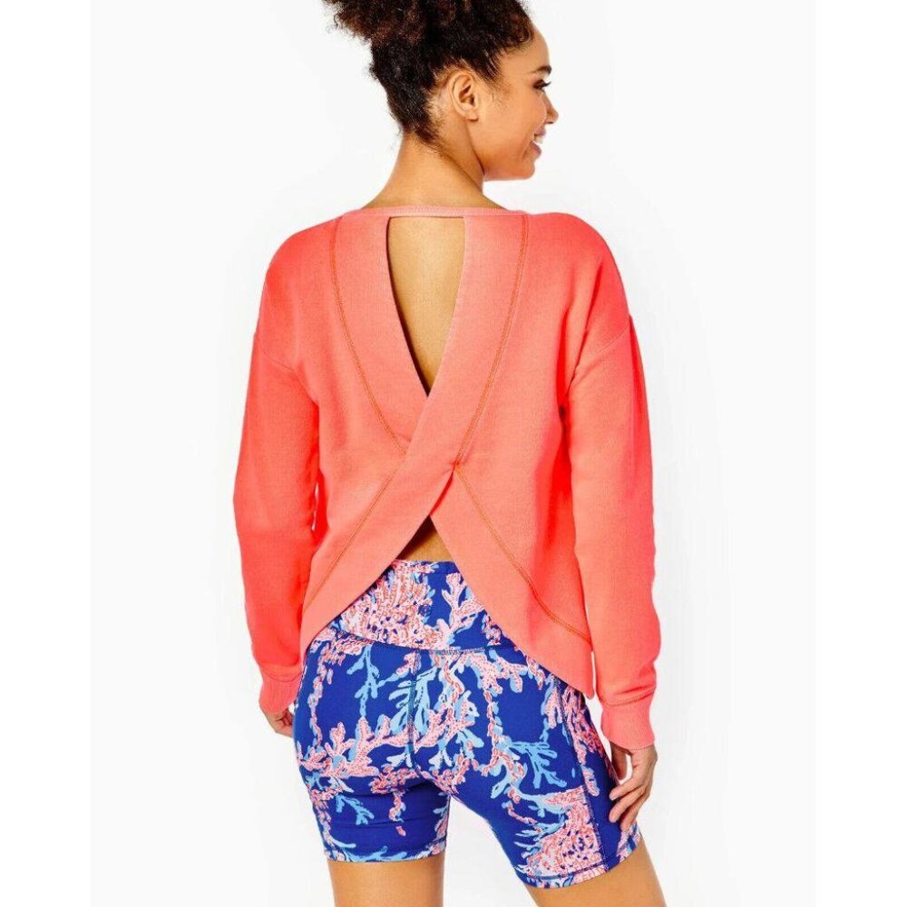 Lilly Pulitzer Luxletic Biscaya Cross-Back Pullover Top Sweatshirt M New